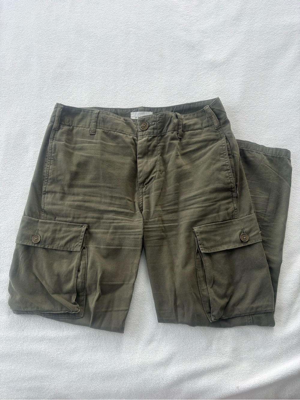 Frame Cargo Utility Pants Pocket Cropped Relaxed Green 100% Cotton Women’s Sz 26